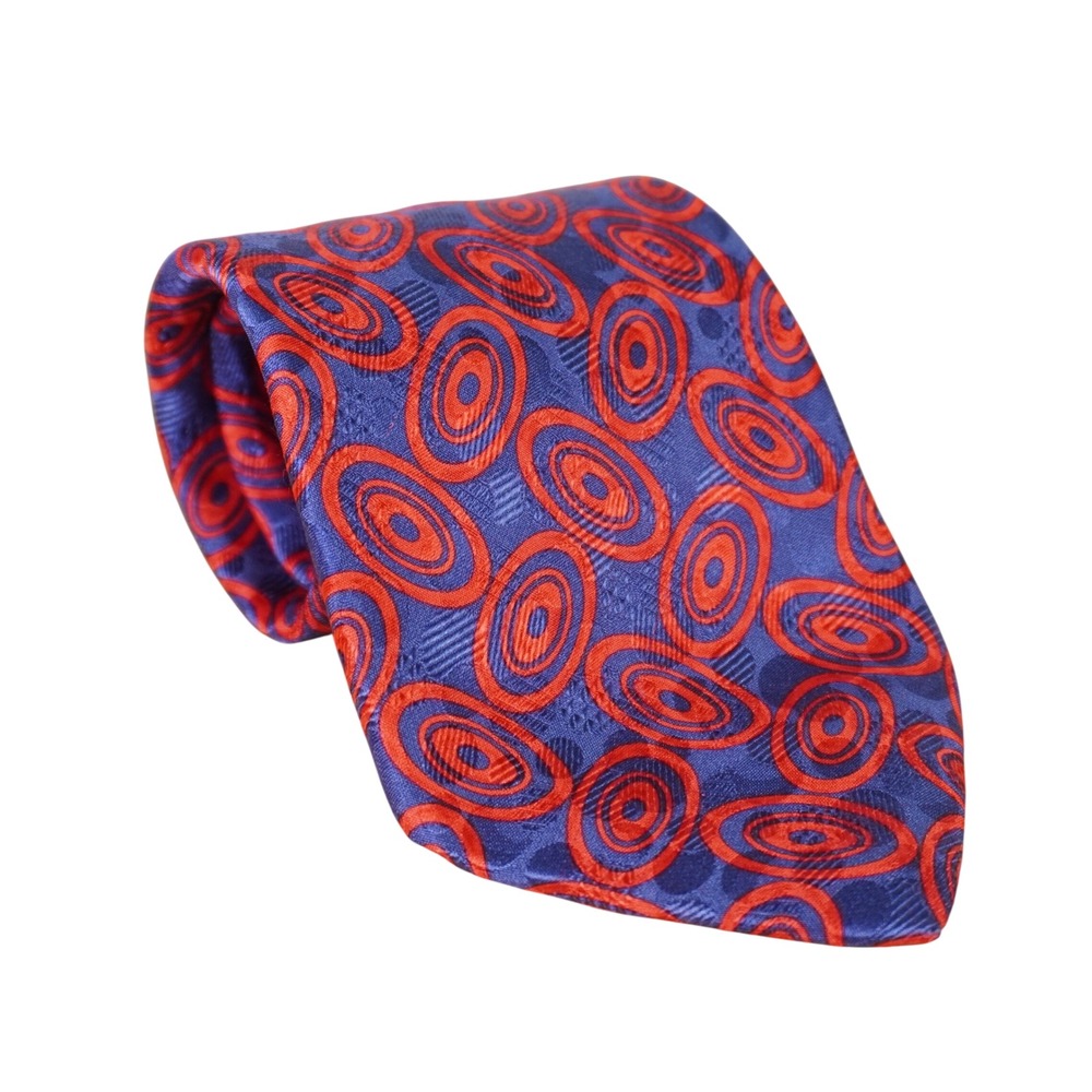 Stefano Ricci Necktie Blue Red Geometric Silk Rovoletto Venezia Italy 3.75x62